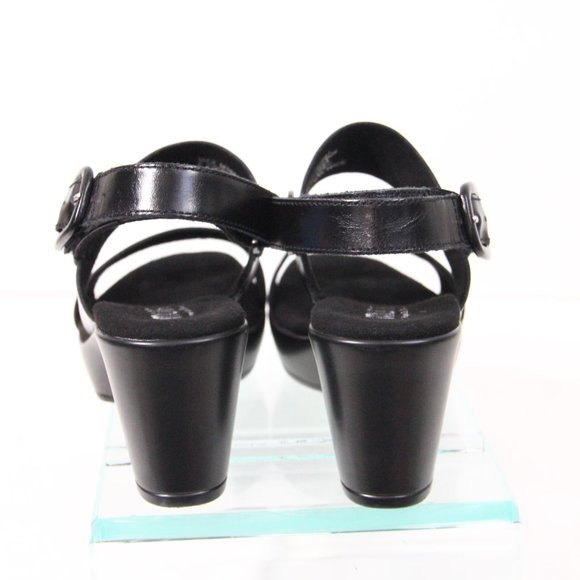 Munro Sandals Women Chunky Platform Heel 6.5 wide WW Black Leather Max - Picture 8 of 9